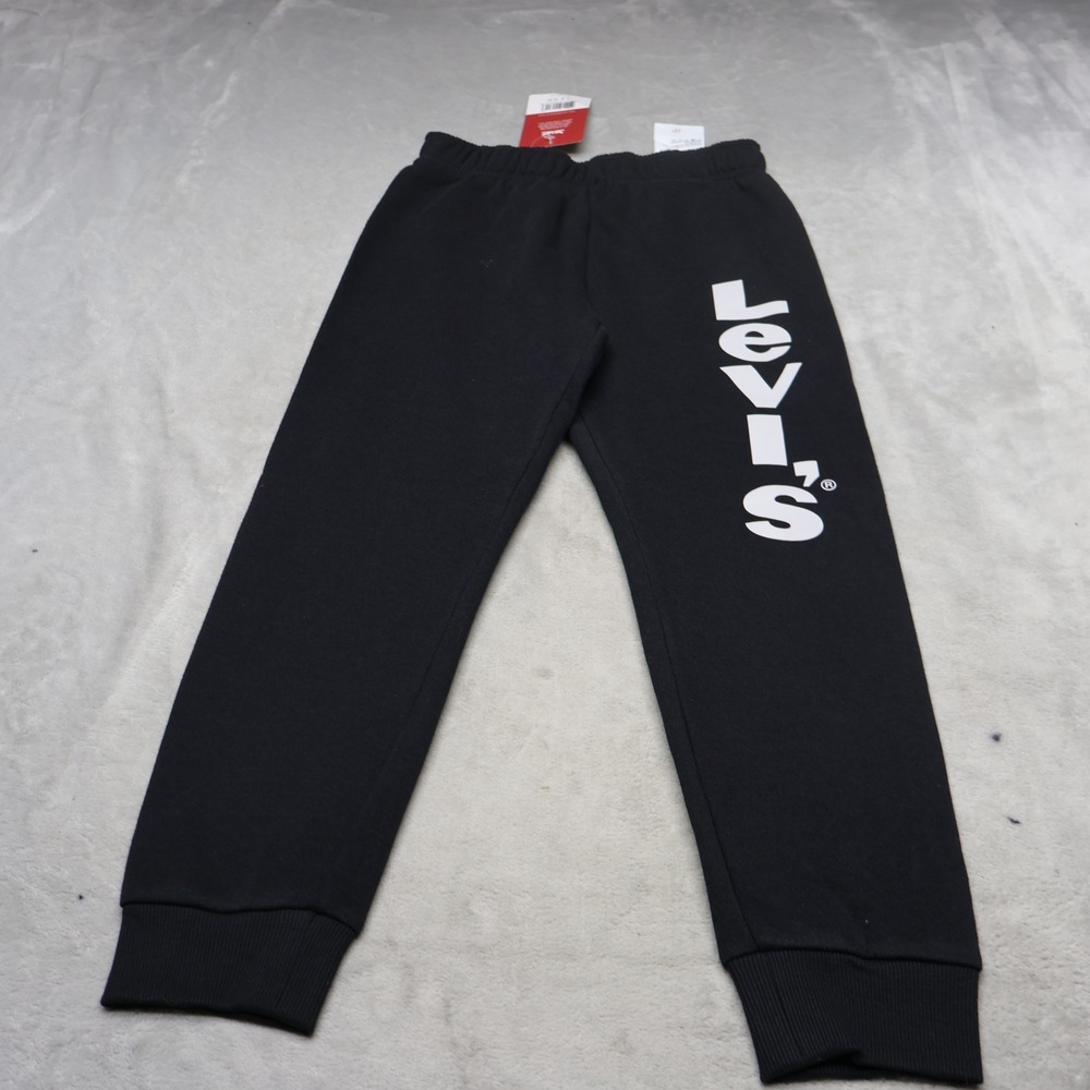 Levis Jogger Pants Boys 7 XL Black Logo Graphic Elastic Stretch‎ 22x20 $42 NEW